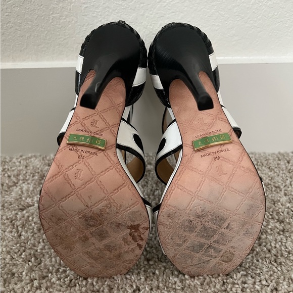 L.A.M.B. Black And White Open Toe Heels/Stilettos Size 8 - Picture 5 of 6